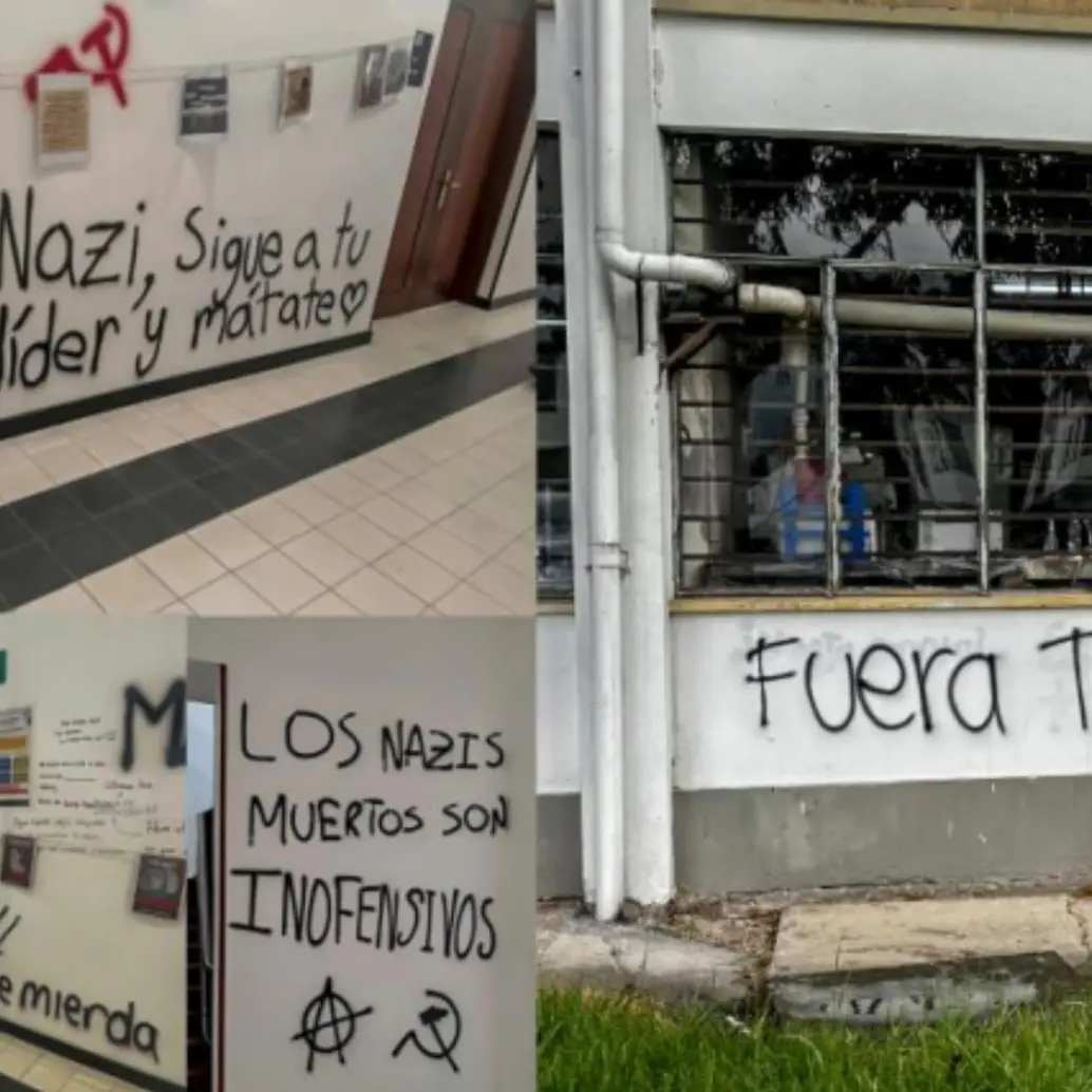 Los grafitis amenazantes han sido pintados en paredes de las sedes de la Universidad Nacional. FOTO CORTESÍA