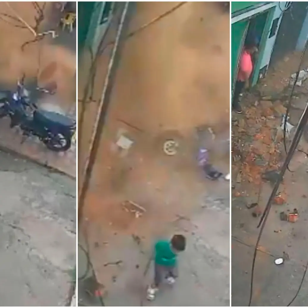 El momento en el que el muro cedió segundos después de que el niño cruzara la puerta del restaurante donde se encontraba. FOTOS: Capturas de video