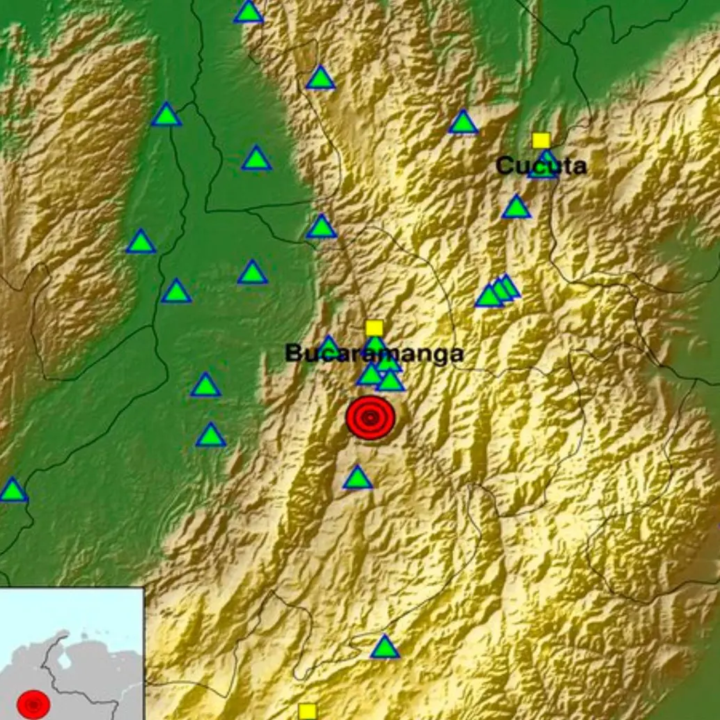 El temblor de este miércoles ocurrió en la región de La Mesa de Los Santos, una de las zonas sísmicas más activas del planeta pues allí se ubica el Nido Sísmico de Bucaramanga, que libera energía diariamente. FOTO: Tomada de X @sgcol