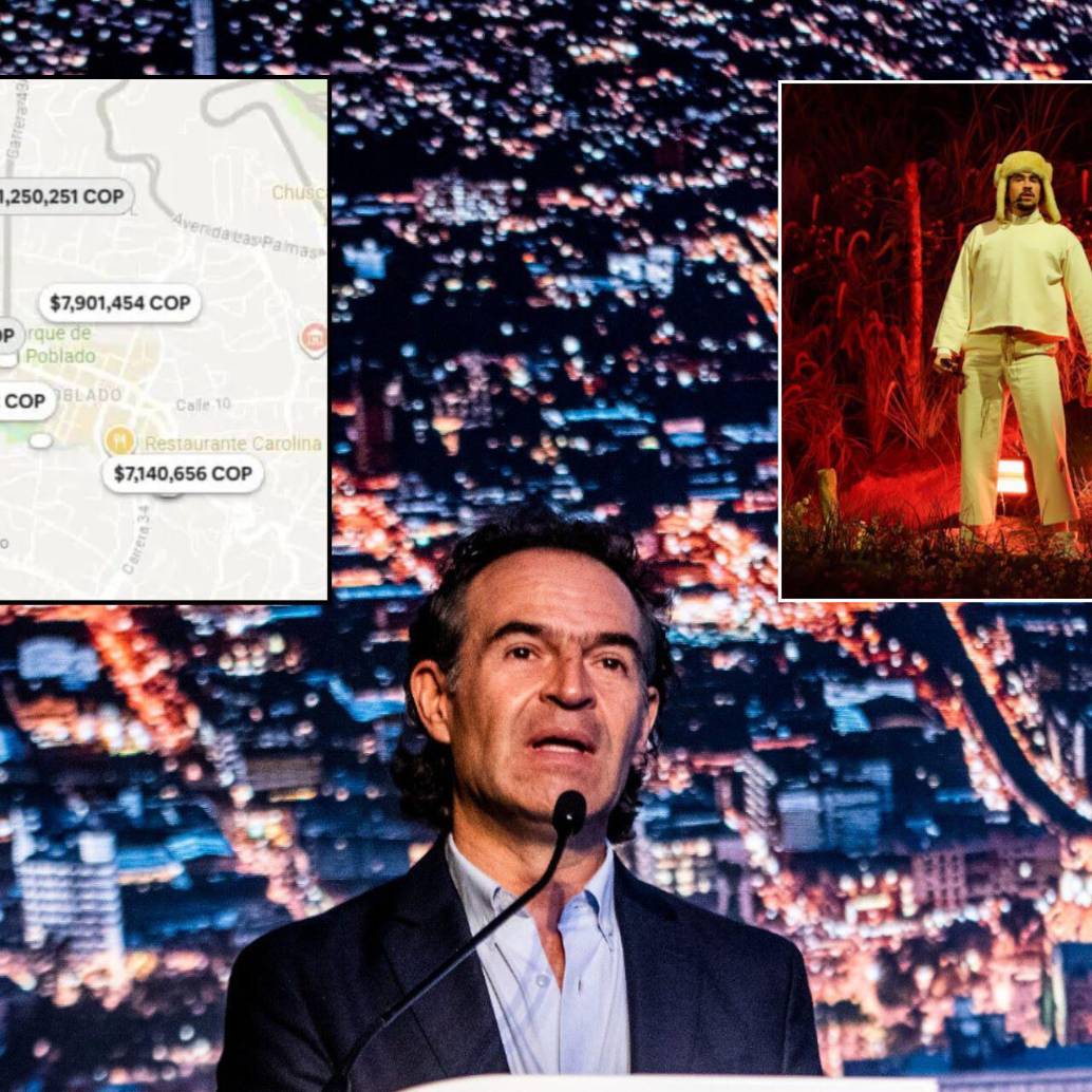 El alcalde de Medellín, Federico Gutiérrez, se refirió al incremento excesivo de alojamientos en la ciudad por el fin de semana de conciertos de Bad Bunny. Fotos: Julio César Echeverri, Getty Images y Captura de pantalla Airbnb.