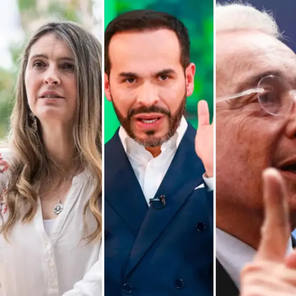 Paloma Valencia (candidata), Abelardo de la Espriella (candidato), Álvaro Uribe (líder del Centro Democrático, el partido de Valencia) y Roy Barreras (candidato). FOTOS: COLPRENSA Y EL COLOMBIANO