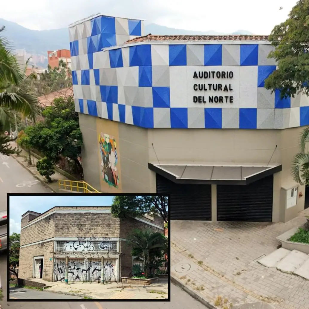 Adelante, la fachada descuidada del Teatro ubicado en el barrio Santa María Nro. 2. Atrás, como quedó el nuevo espacio tras la inversión. FOTO: Cortesía