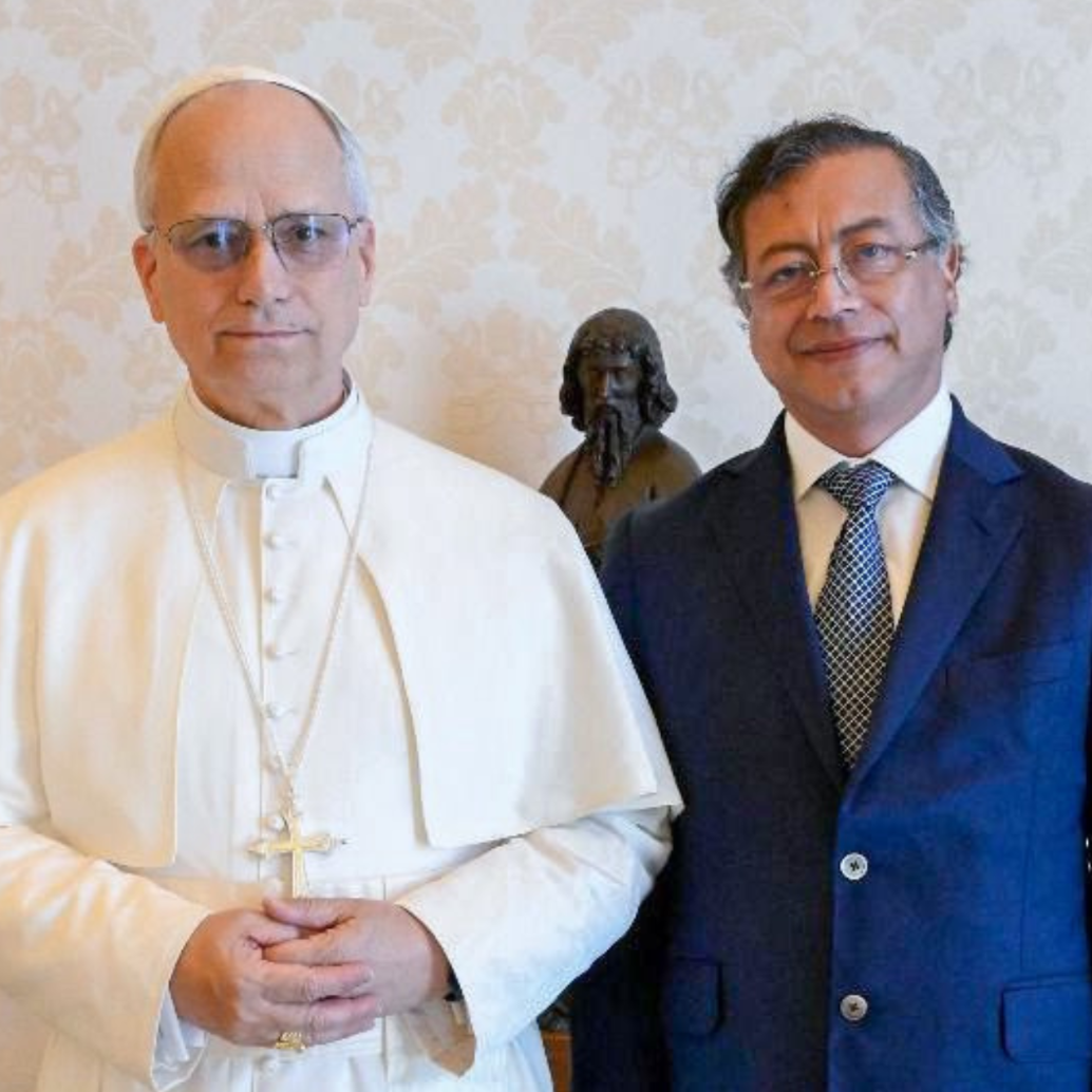 Papa Leon XIV y el presidente Gustavo Petro. <b>Foto: </b>Presidencia.