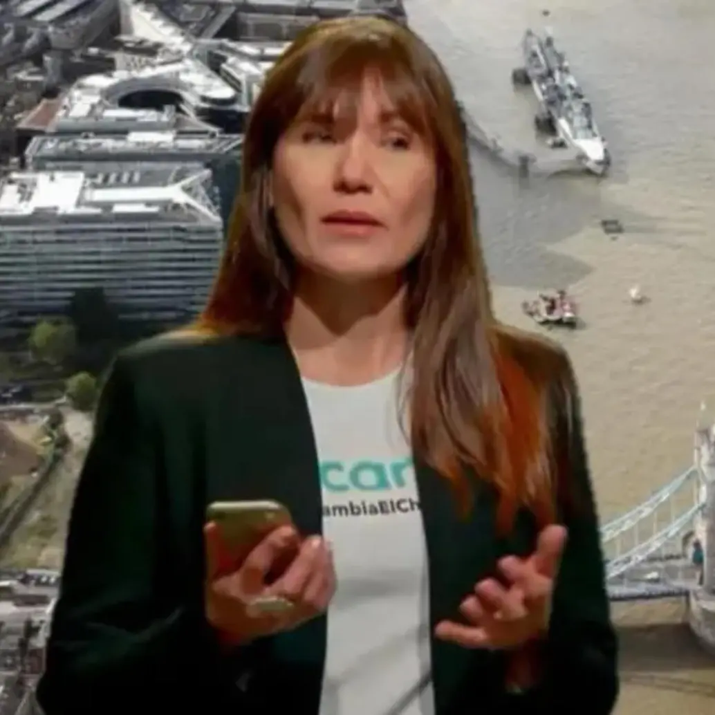 La empresaria se encuentra en Inglaterra a la espera de ser trasladada a Colombia para responder ante la justicia. Ella fue rescatada antes de saltar al río Támesis. FOTO: Getty y captura video de redes sociales