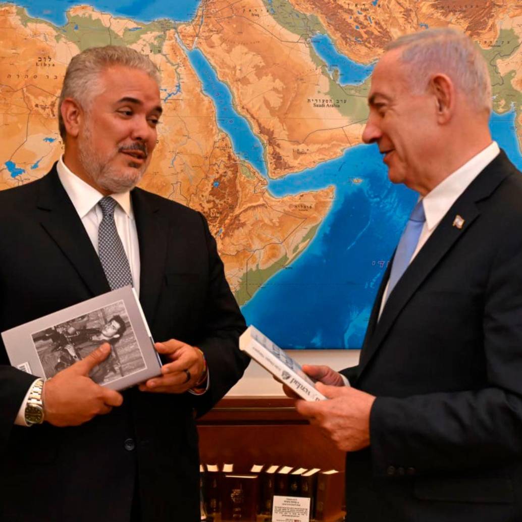Iván Duque y Benjamin Netanyahu. FOTO: Tomada de X @IvanDuque