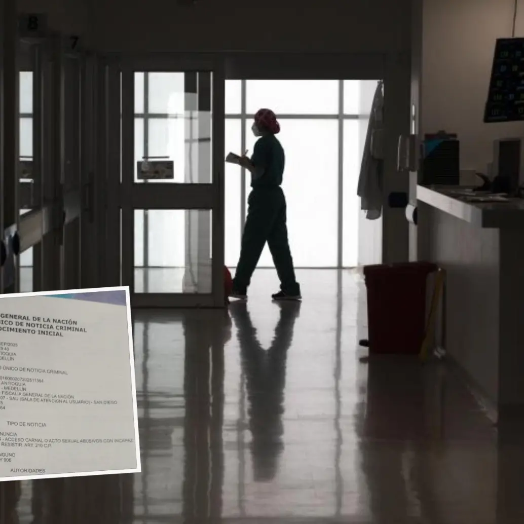 Adelante, la denuncia interpuesta ante la Fiscalía. Atrás, imagen de referencia de un hospital de la ciudad. Foto: Manuel Saldarriaga Quintero