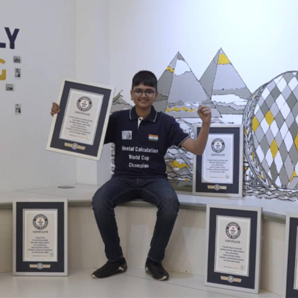 Aaryan Shukla, el niño prodigio de 14 años oriundo de la India, quien es llamado “calculadora humana” por su increíble rapidez para hacer complejos cálculos matemáticos. FOTO: Guinness World Récords