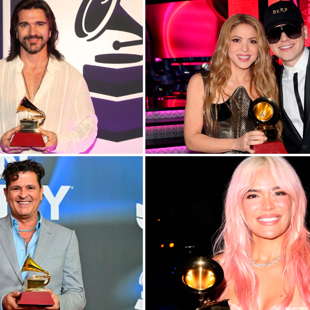 Juanes, Shakira (con Bizarrap), Carlos Vives y Karol G fueron protagonistas de la pasada edición de los Latin Grammy. FOTOS Getty 