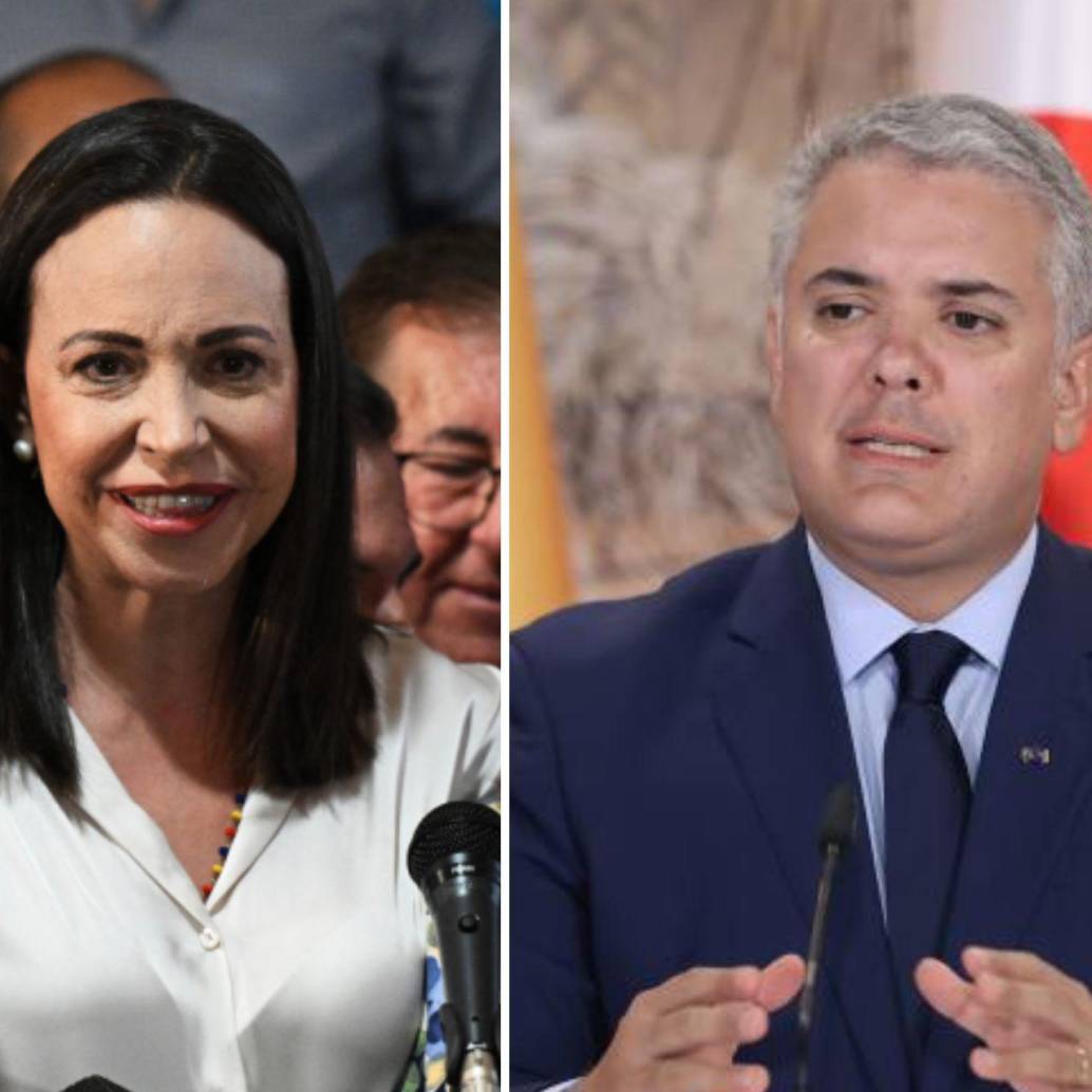 <b>Iván</b><b> Duque y María Corina Machado conversaron sobre la situación política en Venezuela en el nuevo pódcast del expresidente. FOTO: AFP | GETTY</b>