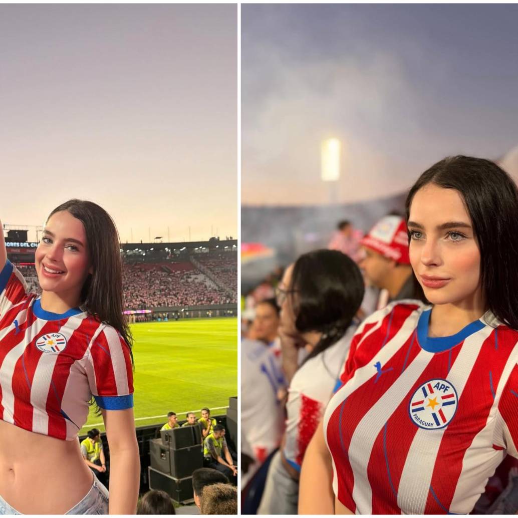 La joven paraguaya de 25 años, oriunda de Luque, pasó de ser una espectadora más en las tribunas de la Copa del Mundo a convertirse en el fenómeno viral más buscado de internet. FOTO: Tomada de las redes sociales @naiel.aguilera