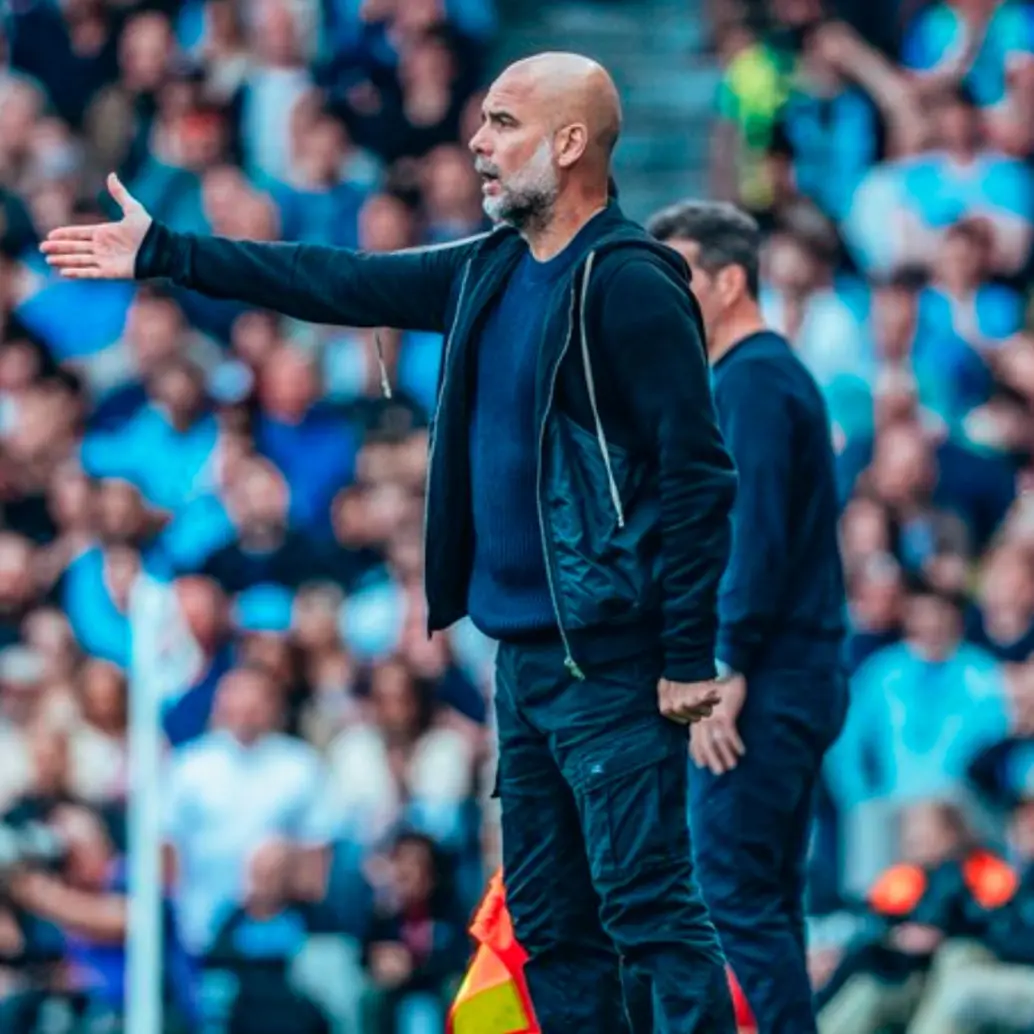 El entrenador español Pep Guardiola no tuvo una buena temporada con el equipo inglés en la Liga Premier. Busca reponerse con el título del Mundial. FOTO: TOMADA DEL X DE @ManchesterCity