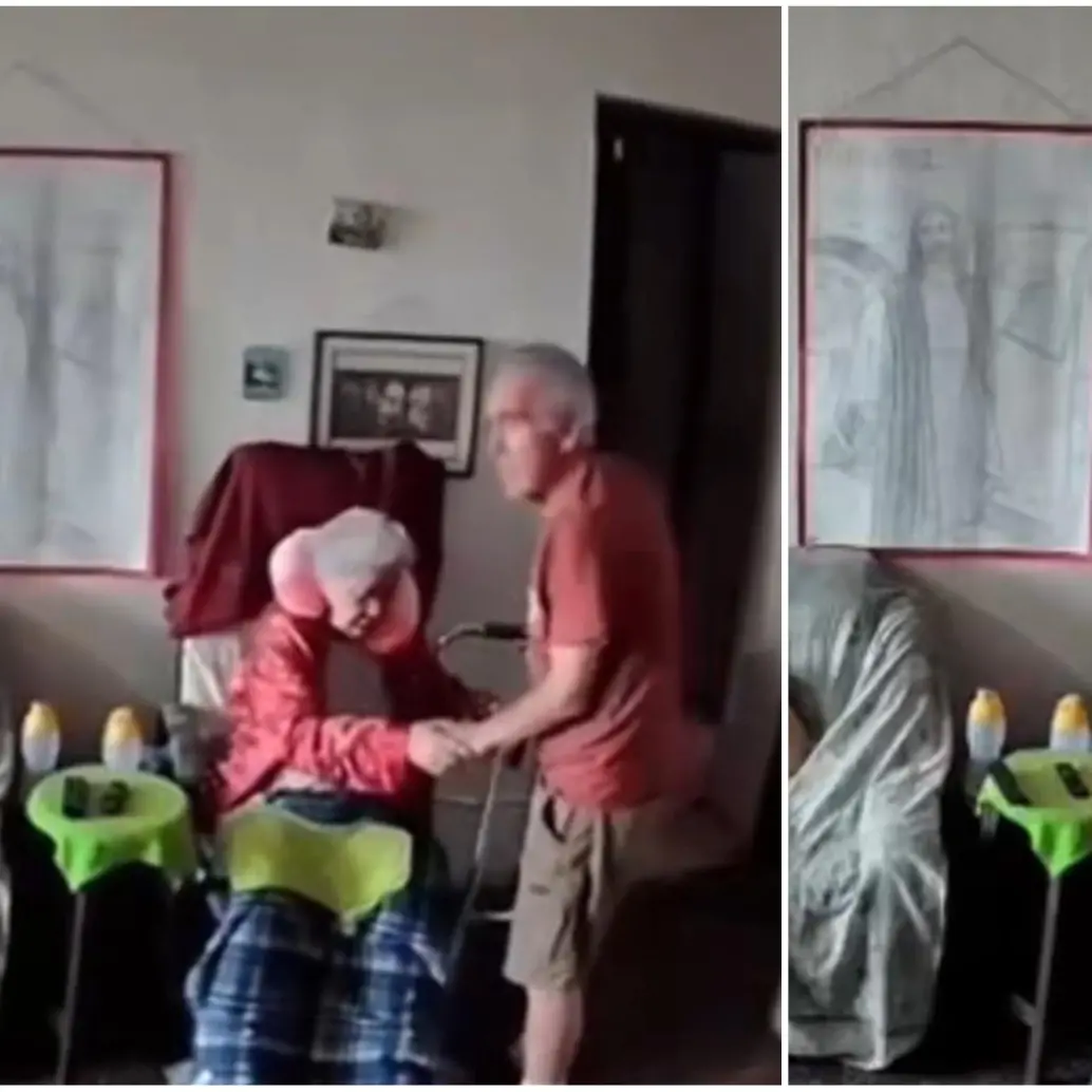 Este registro audiovisual de la pareja de adultos mayores en medio del terremoto se transformó rápidamente en símbolo de esperanza en las redes sociales en medio de la emergencia en Venezuela. FOTO: Captura de video de redes sociales 