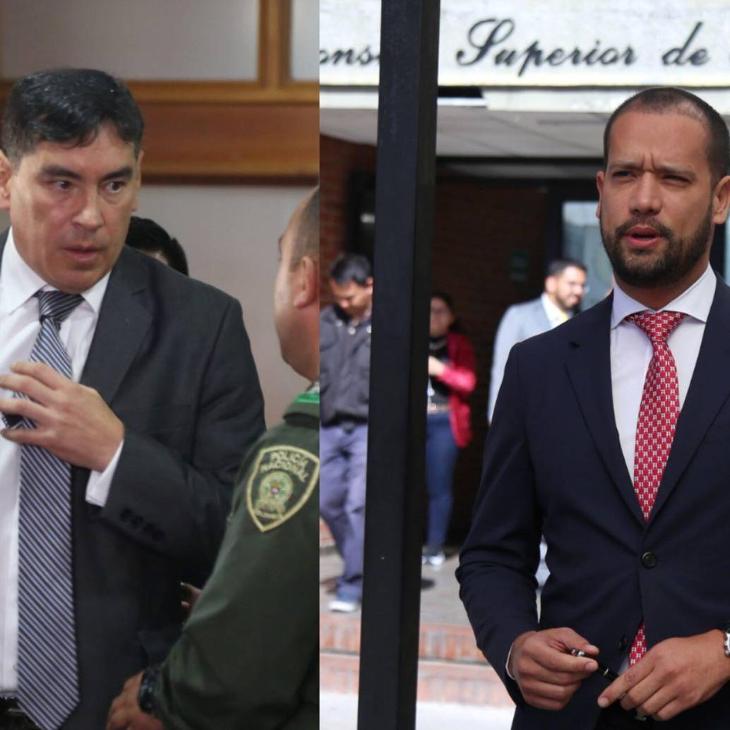 El magistrado del CNE, Álvaro Hernán Prada, y el abogado Diego Cadena, quienes fueron mencionados en la sentencia contra el expresidente Uribe Vélez, deberán resolver su situación ante la justicia. Fotos: Colprensa