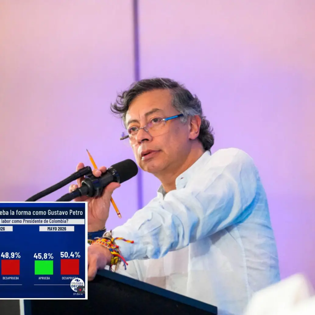 El presidente Gustavo Petro ha bajado su aprobación en un 3 % durante el 2026 según las mediciones de Invamer. Fotos: Presidencia y captura Noticias Caracol