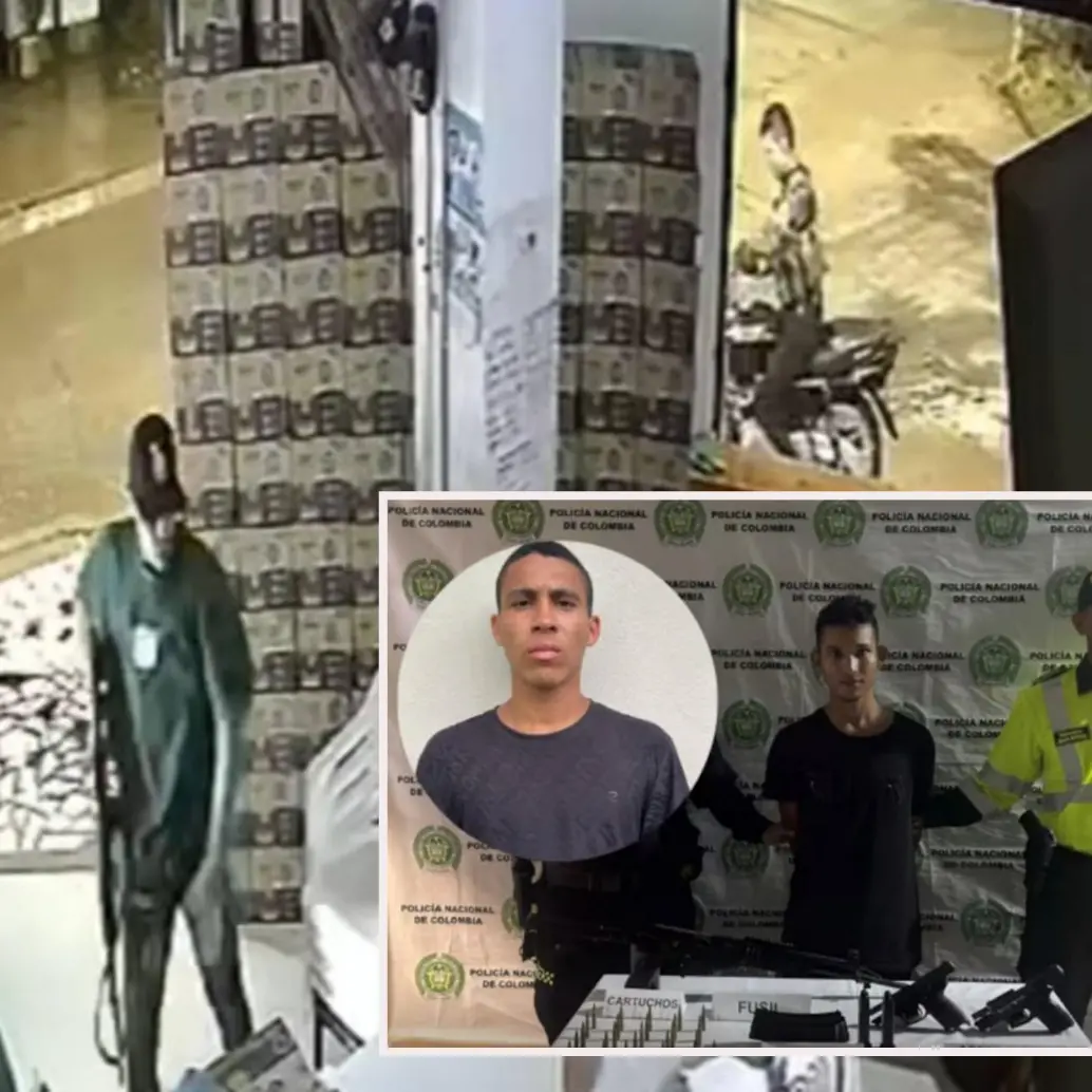 Adelante, los desmovilizados involucrados en el suceso. Atrás, la detención de uno de ellos. FOTO: imagen tomada de redes.