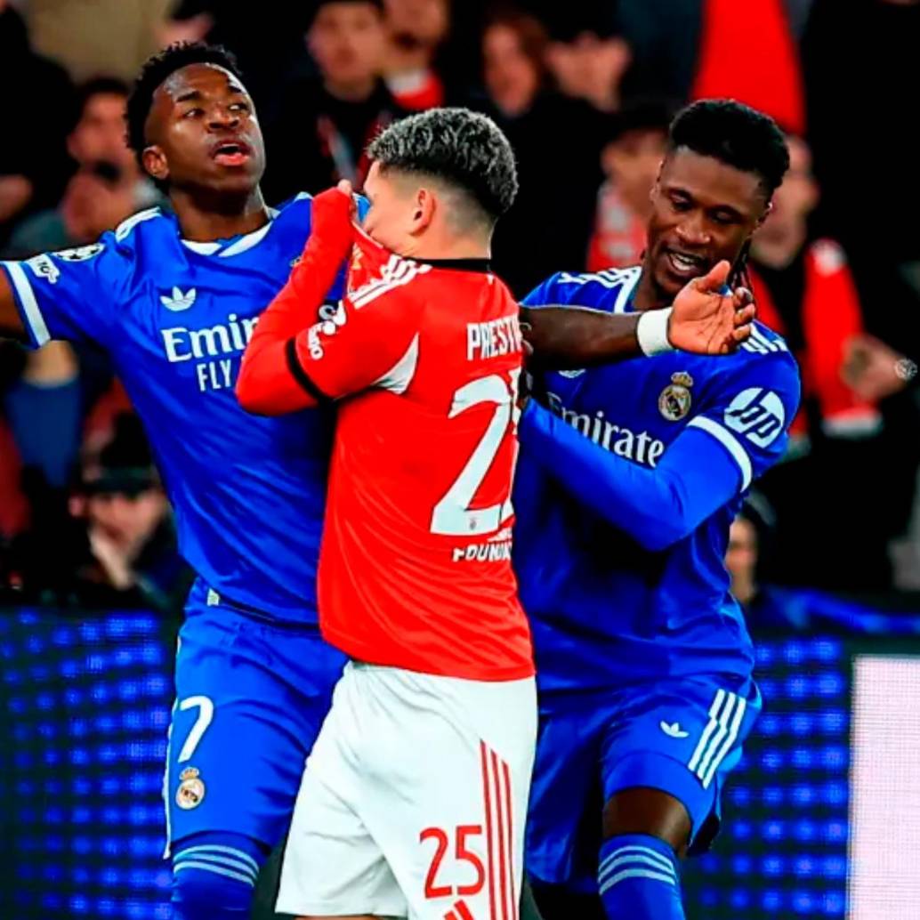 El futbolista brasieño Vinícius Júnior tuvo un enfrentamiento con el argentino Gianluca Prestianni en el partido Real Madrid-Benfica. Foto: Getty