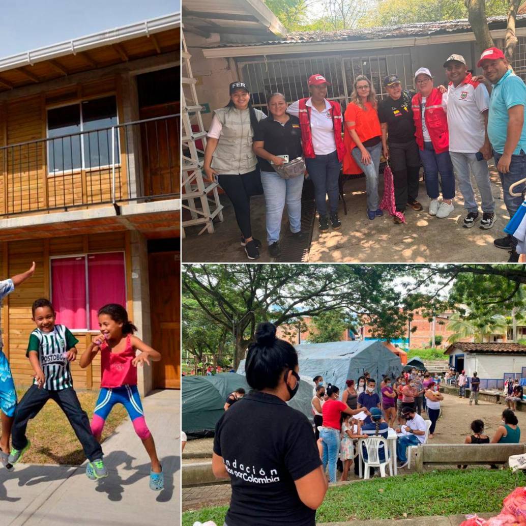 Así lucen los niños de las familias que viven en el barrio Miraflores. A la derecha, algunas actividades de la fundación en Bolombolo. FOTOS Cortesía