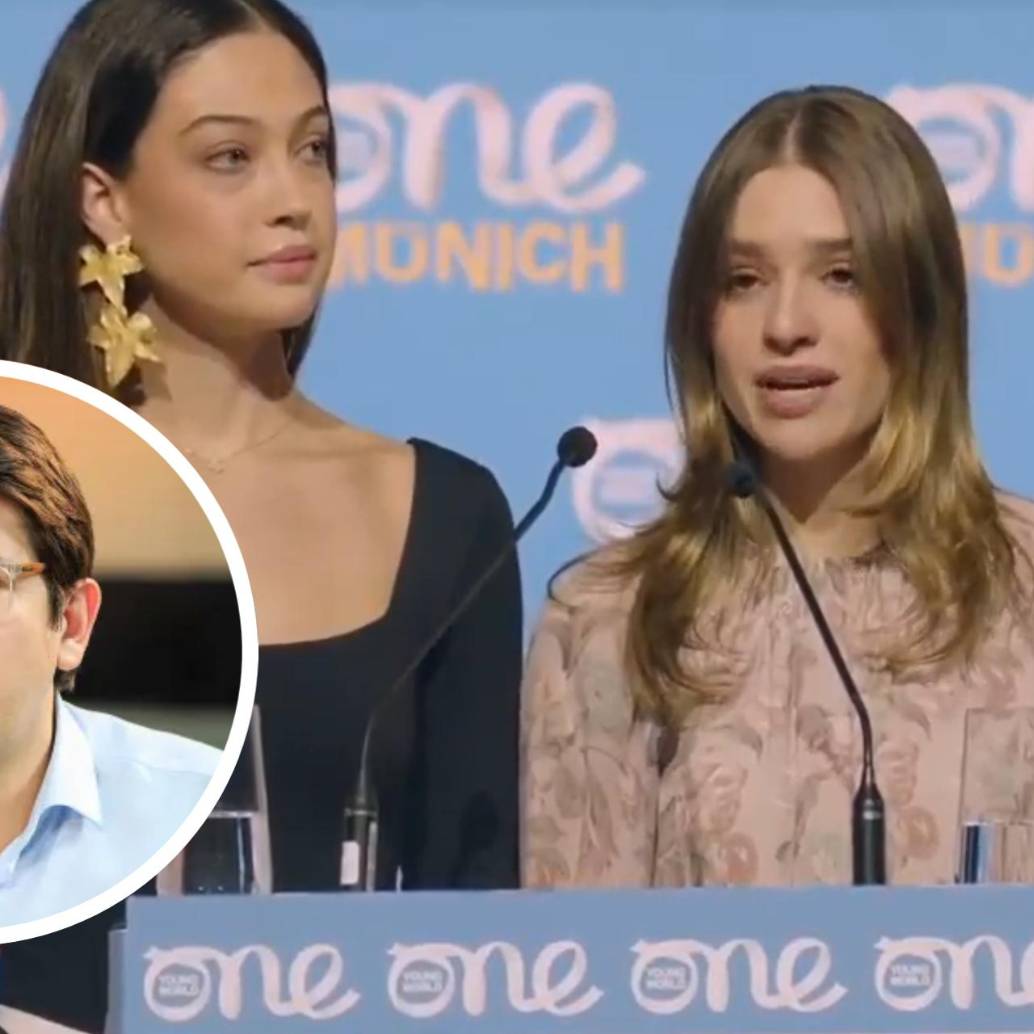 Durante su discurso en la cumbre One Young World, María y Emilia Acosta le dedicaron unas sentidas palabras a su padre. FOTO: Captura video redes sociales @migueluribel y Camilo Suárez