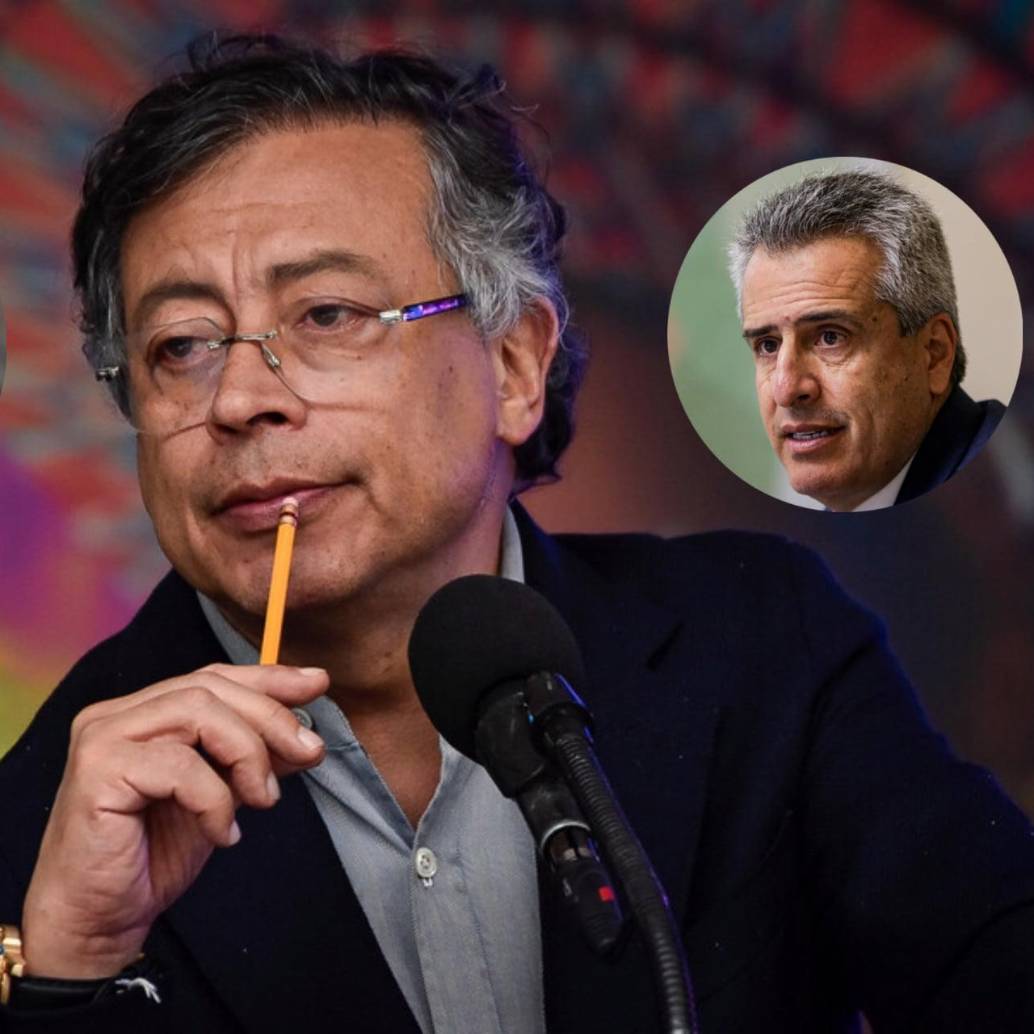 A la izquierda, el exministro de Hacienda, Ricardo Bonilla; en el centro, el presidente Gustavo Petro; a la derecha, el exministro del Interior, Luis Fernando Velasco. FOTOS: COLPRENSA