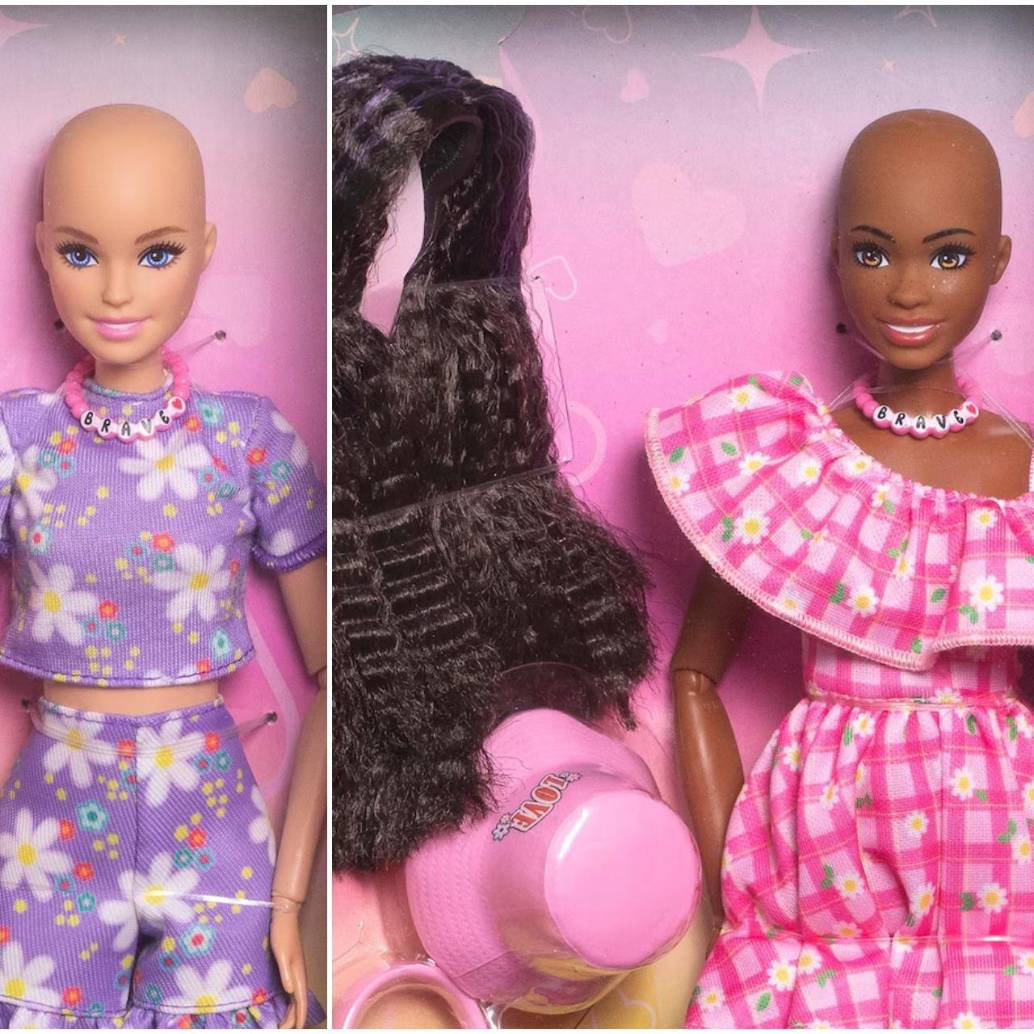 La nueva campaña social cuenta con una Barbie Brave o Valiente, en dos tonos de piel y con su versión Ken, también sin pelo. Repartirán 10.000 muñecas. FOTO: Mattel