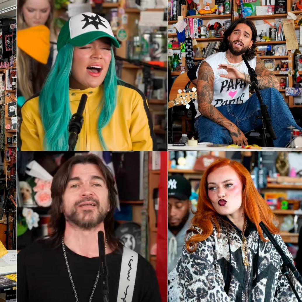 Carlos Vives, Karol G, Maluma, Juanes y Sasha Keable, colombianos en la historia del Tiny Desk. FOTOS: Cortesía @nprmusic y artistas.