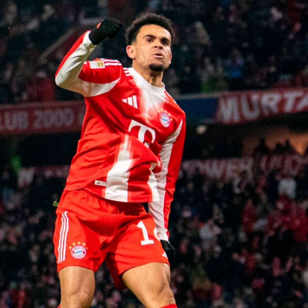 El futbolista colombiano Luis Díaz suma 22 celebraciones esta temporada con el Bayern Múnich de la Liga de Alemania. Foto: Getty