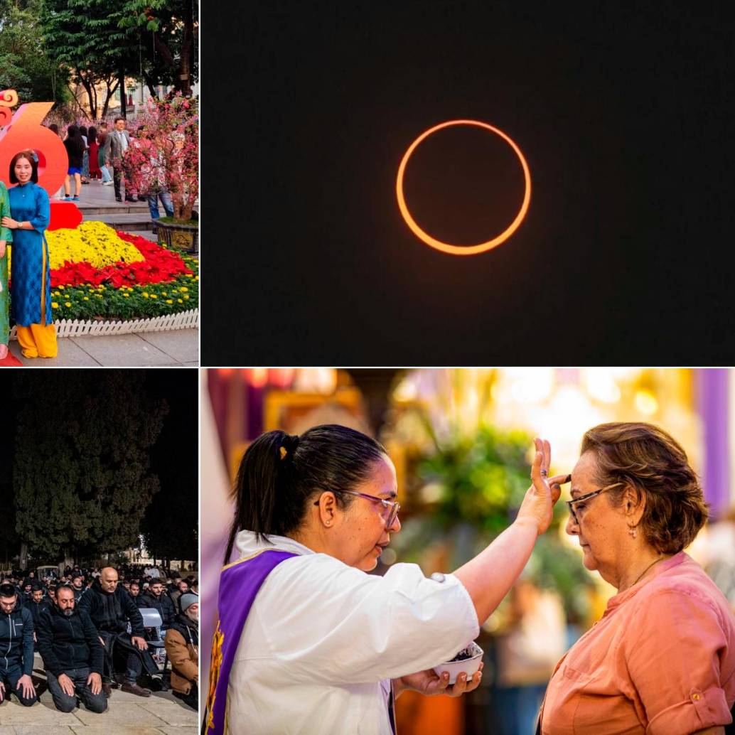 Año Nuevo Chino, eclipse (que no fue visible en nuestra región), Ramadán y Miércoles de Ceniza, todo ocurriendo en una misma semana. FOTOS Juan Diego Ortiz, cortesía, Getty y EL COLOMBIANO. 