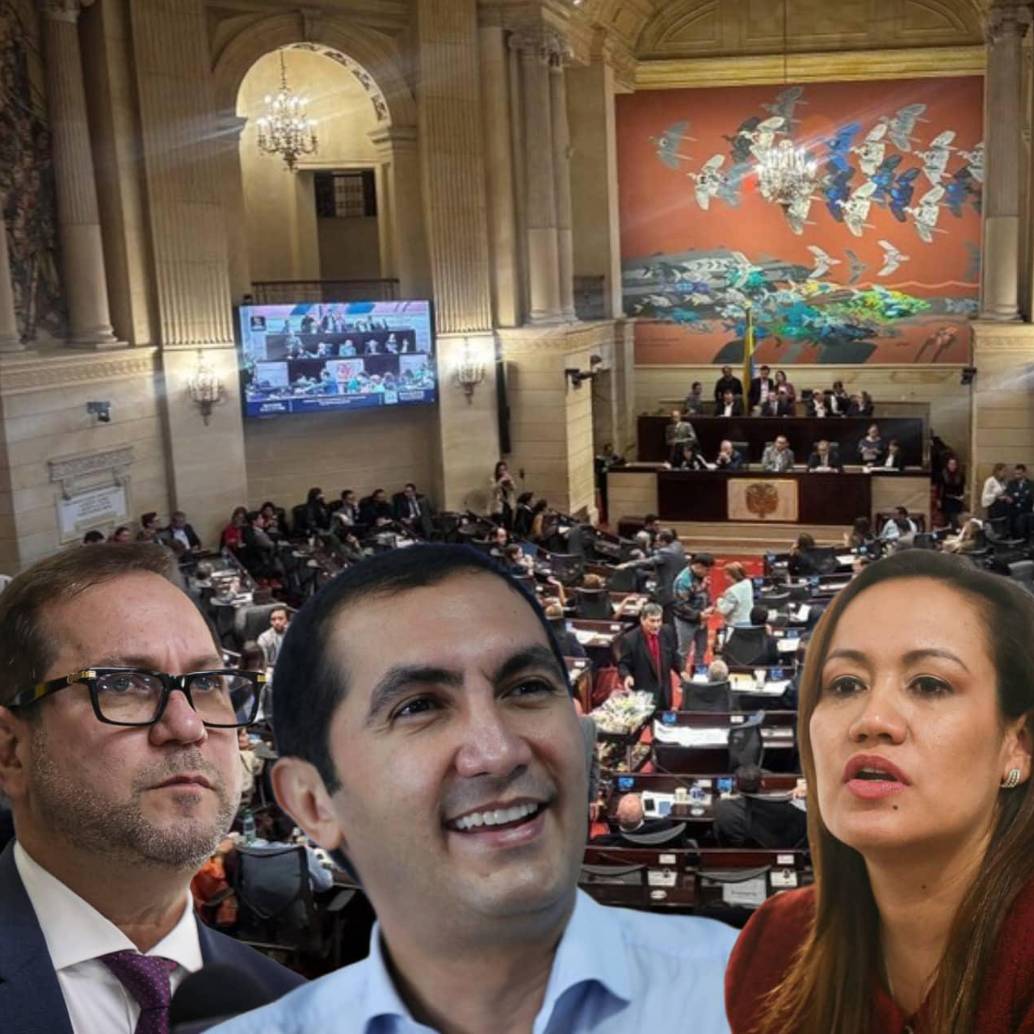 De izquierda a derecha: Lidio García, del Partido Liberal; David Barguil, del Partido Conservador; Carolina Corcho, del Pacto Histórico; y Andrés Forero, del Centro Democrático. FOTOS: COLPRENSA