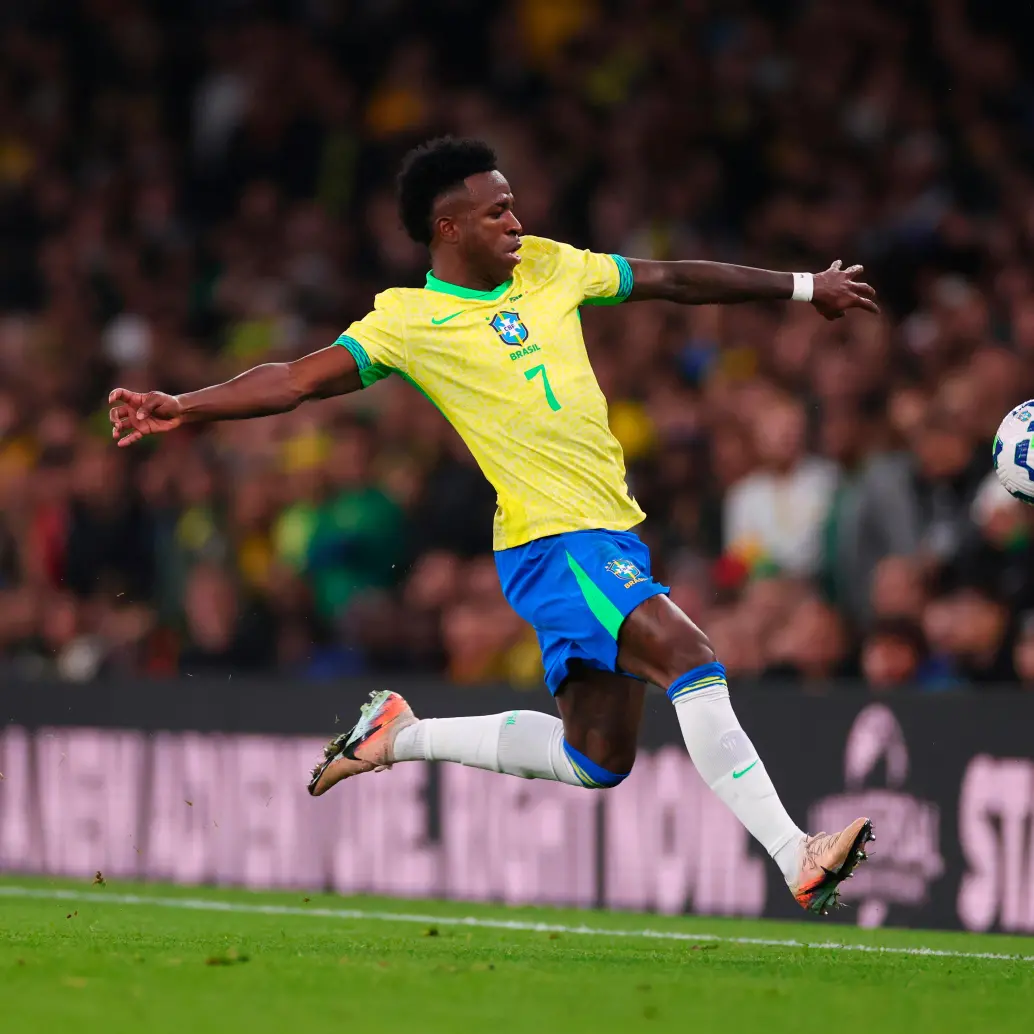 El extremo brasileño Vinícius Júnior es una de las figuras del seleccionado que enfrenta a Croacia. Se reencontrará con Luka Modric. <span class="mln_uppercase_mln">FOTO</span> <b><span class="mln_uppercase_mln">GETTY</span></b> 