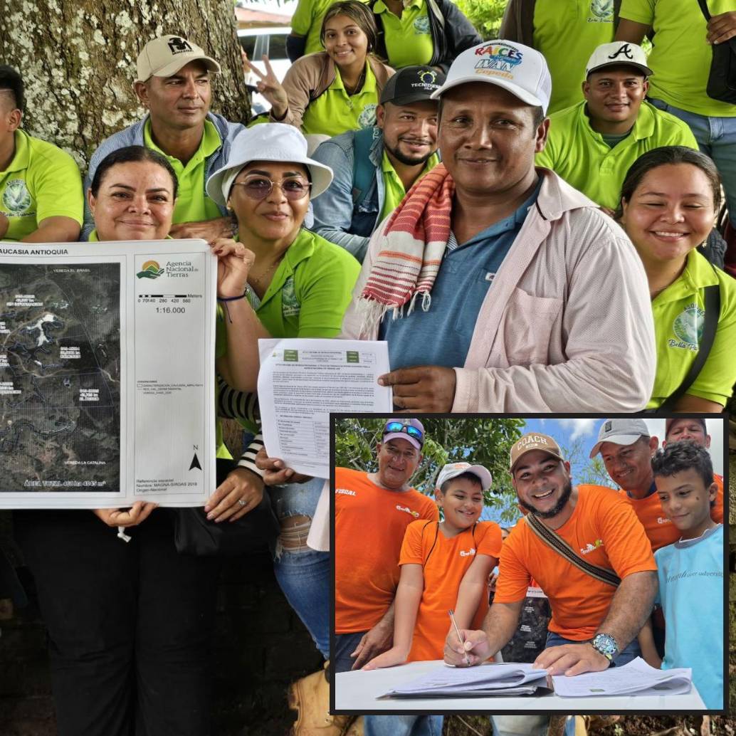 Algunos de los beneficiarios con la entrega de los lotes recuperados. FOTO: Cortesía