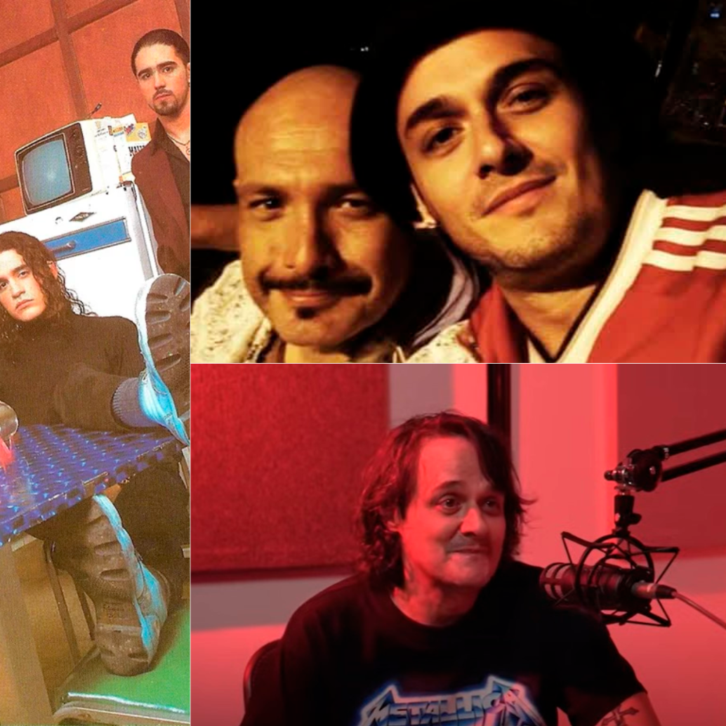 A la izquierda imágenes de El Pez como banda. A la derecha, arriba: Tato con Jorge Ceballos. Abajo: Tato hoy. FOTOS Cortesía