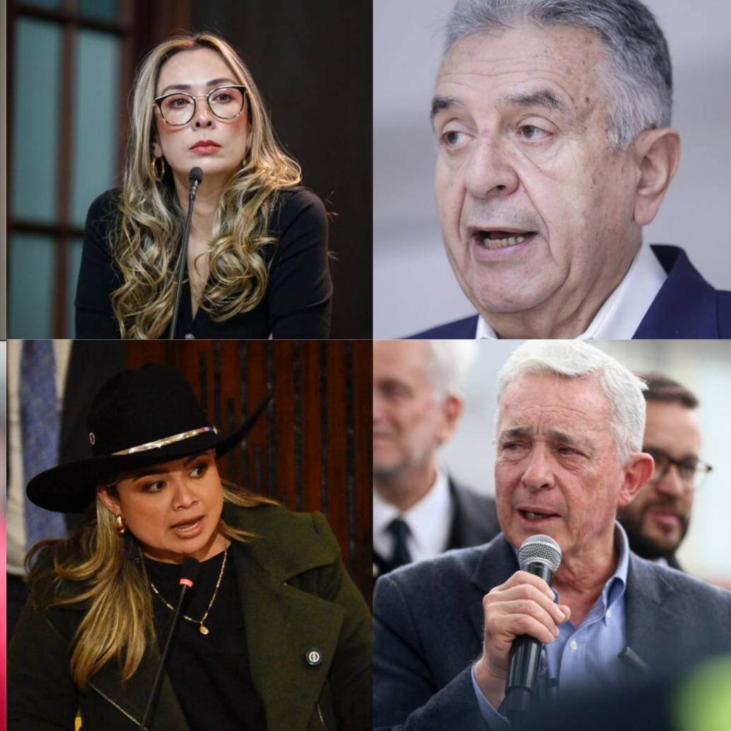 De izquierda a derecha: Ángelica Lozano; Katerine Miranda; Lucho Garzón; Jorge Enrique Robledo; Lina Garrido y Álvaro Uribe. Foto: Colprensa. 
