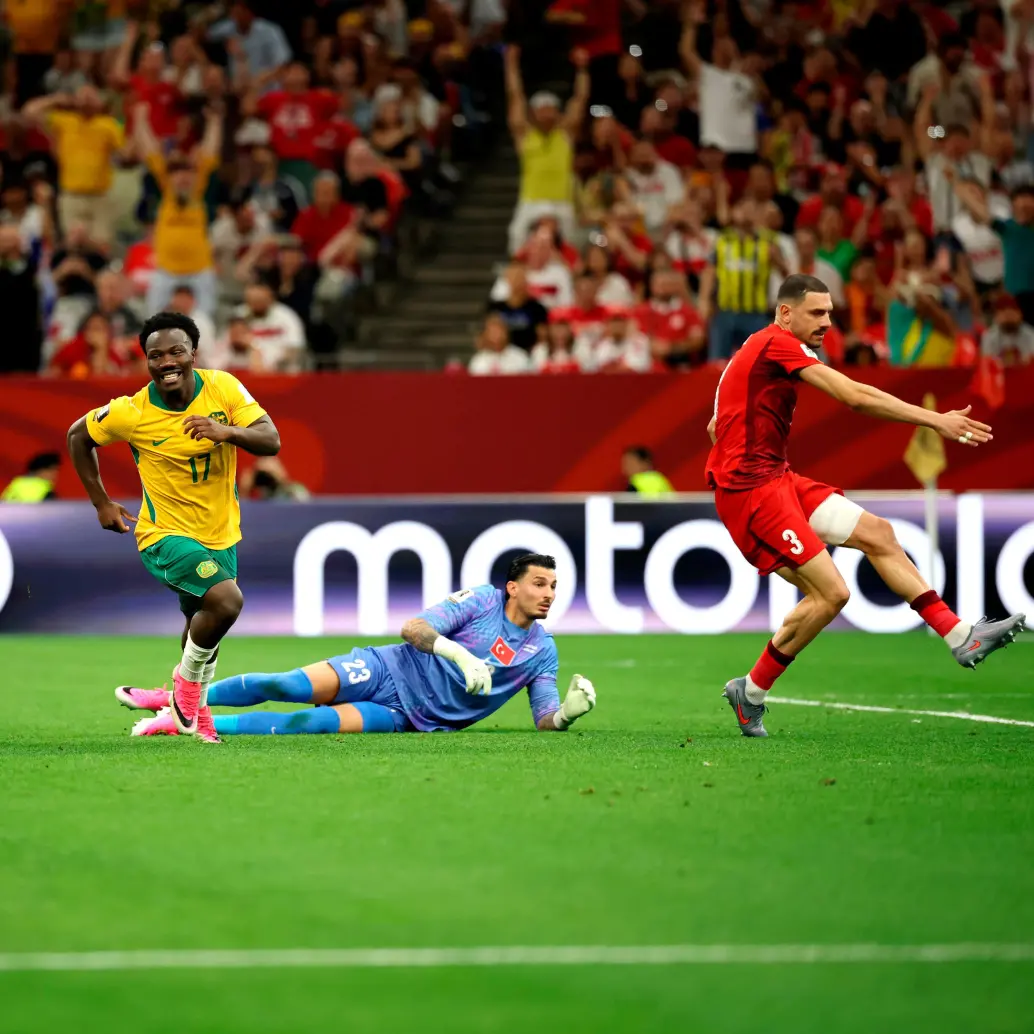 Nestory Irankunda marcó su primer gol en Mundiales. FOTO: <b>X Socceroos</b>