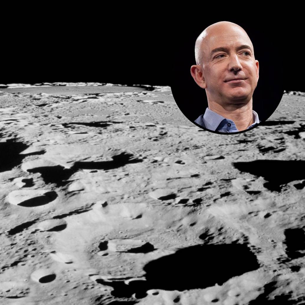 La primera parte de las misiones para construir la Base Lunar estará a cargo de Jeff Bezos y su compañía Blue Origin. FOTOS Cortesía Nasa y AFP