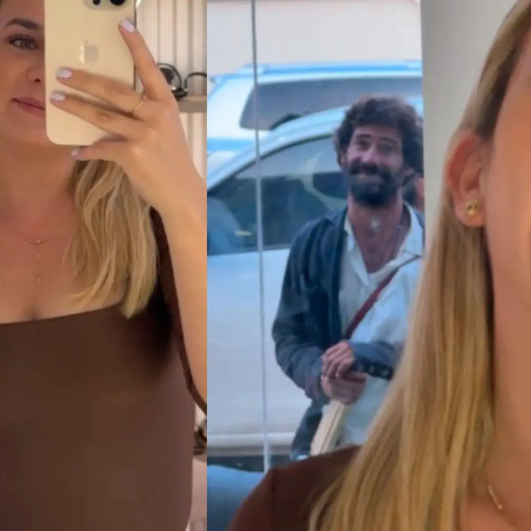Amy Solano estaba grabando un video para sus redes sociales con el fin de mostrar cómo se usaba un pantalón de una de sus tiendas, sin embargo, el hombre que saludó por la ventana, fue identificado desde Colombia como Diego Londoño. Foto: Captura de video TikTok @amysolanogutierrez