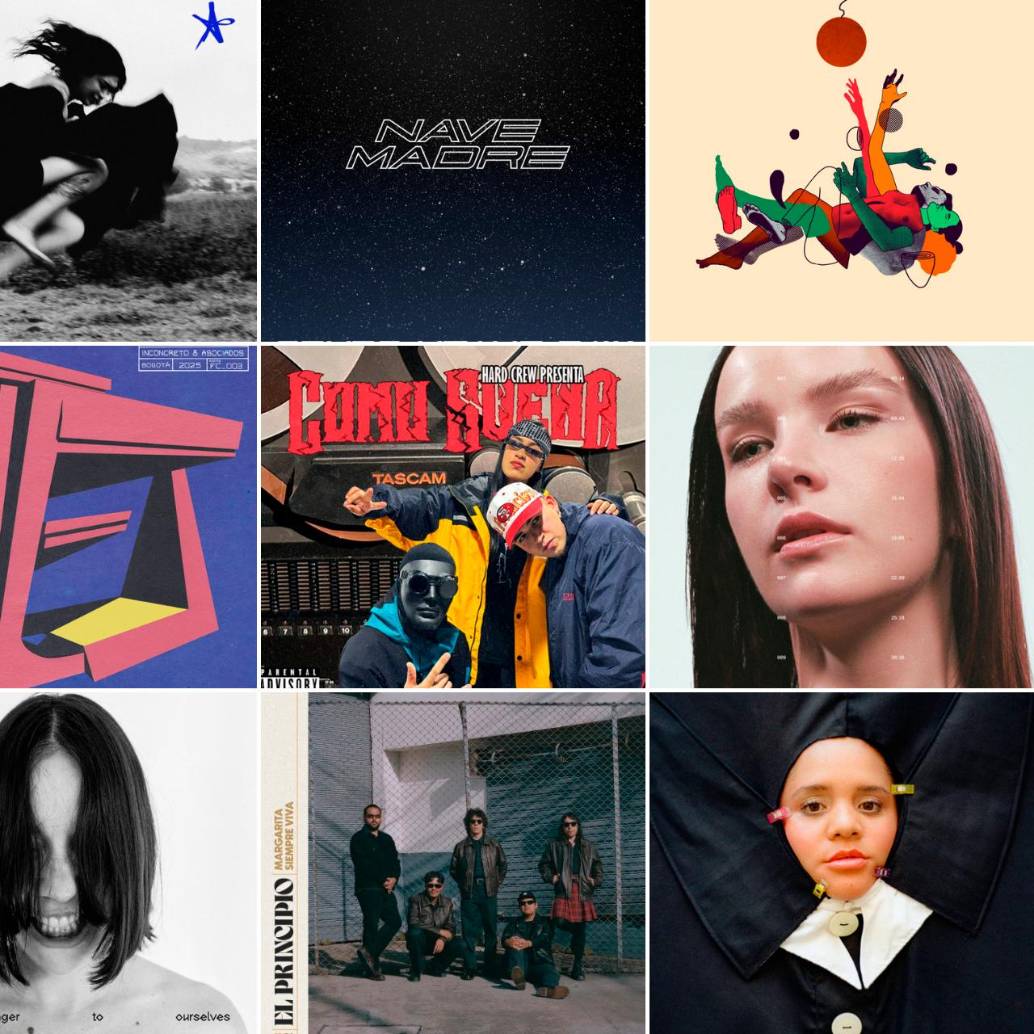 Algunas de las portadas de esta selección con lo mejor de la música hecha en Colombia en 2025. FOTOS Cortesías