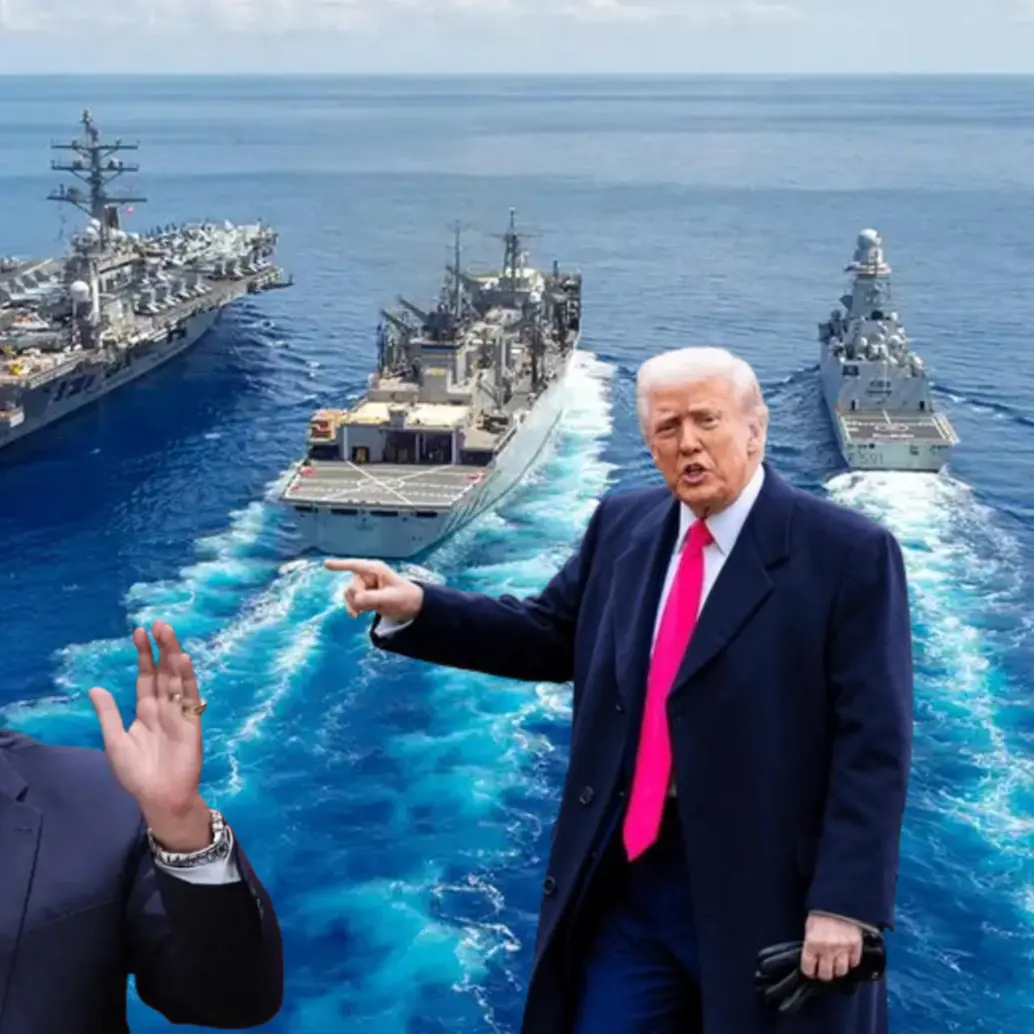 Nicolás Maduro y Donald Trump; de fondo, buques de guerra enviados por Estados Unidos al Pacífico. Fotos: AFP - cortesía U.S. Navy