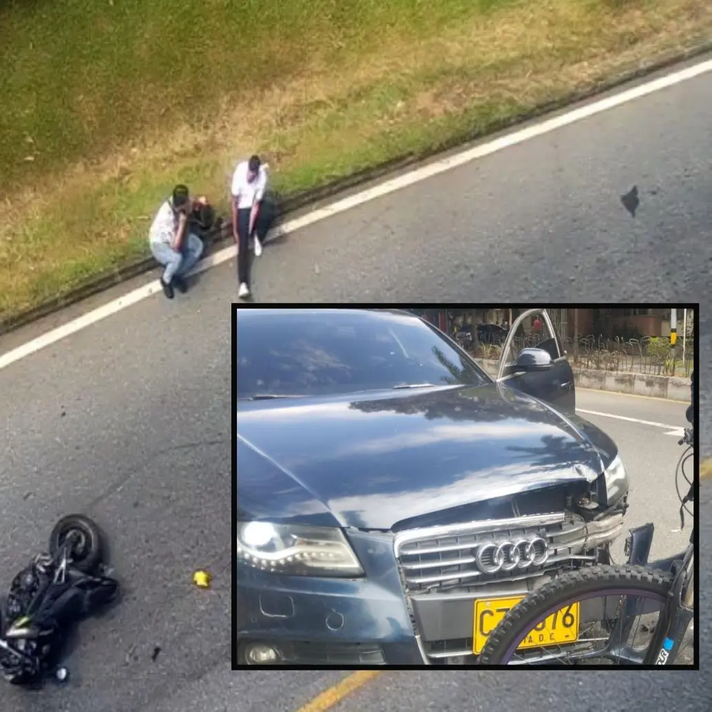 Adelante, uno de los automotores involucrados en un accidente que luego se dio a la fuga. Su conductor estaba ebrio según una prueba de Alcholemia. Atrás, las víctimas del siniestro vial. FOTO: imagen tomada de redes,