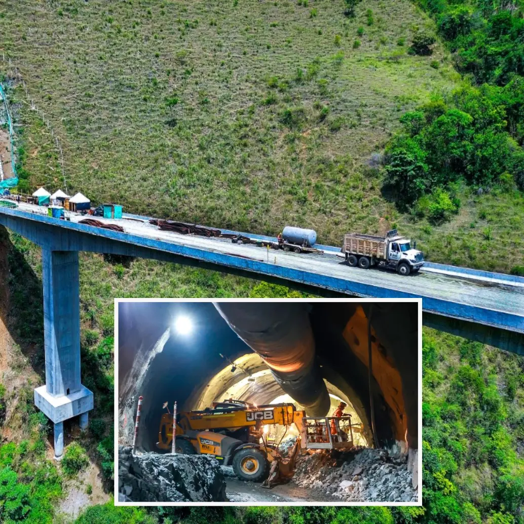 Vista aérea del Túnel de El Toyo. Adelante, obreros realizando trabajos en los socavones. FOTOS: Manuel Saldarriaga.