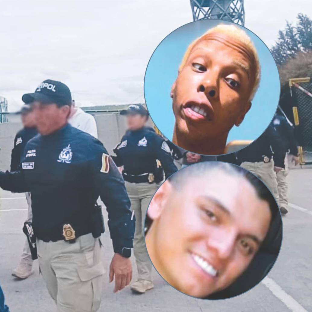 Luis Frank Tello Candelo, alias “el Negro Frank”, encabezó la última fila de los nueve extraditados hacia Estados Unidos. Arriba: Jorge Herrera (DJ Regio Clown). Abajo: Juan Pablo Leal Velásquez, conocido como “Pablito Tuci”. FOTO cortesía de la policía y redes sociales