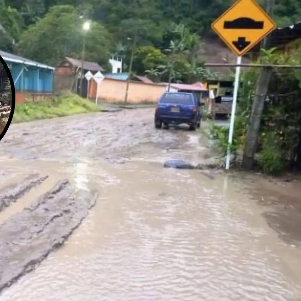 Algunas vías municipales e intermunicipales se han visto afectadas por las lluvias. Las autoridades trabajan en atender la situación. Foto: Redes sociales.