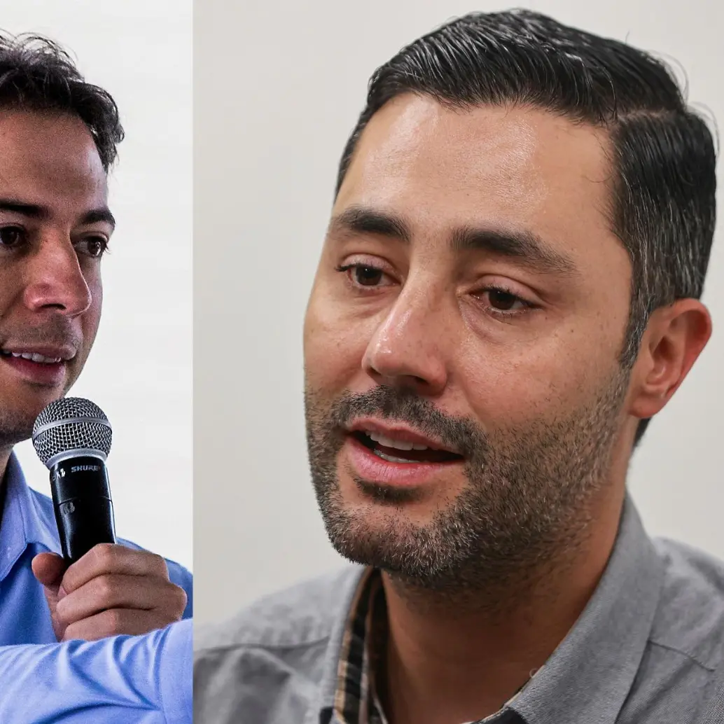 El exalcalde Daniel Quintero y el concejal de Medellín Sebastián López tienen una pelea casada desde hace años, cuando Quintero estaba en La Alpujarra. Fotos: EL COLOMBIANO