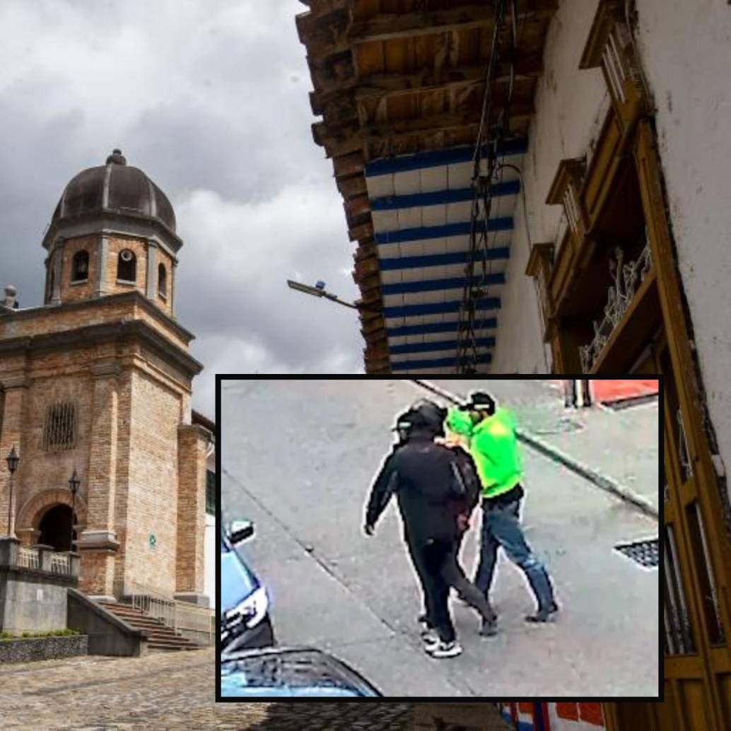 Adelante, momento del secuestro del joven. Atrás, fachada del parque de Concepción. Foto: Julio César Herrera Echeverri.