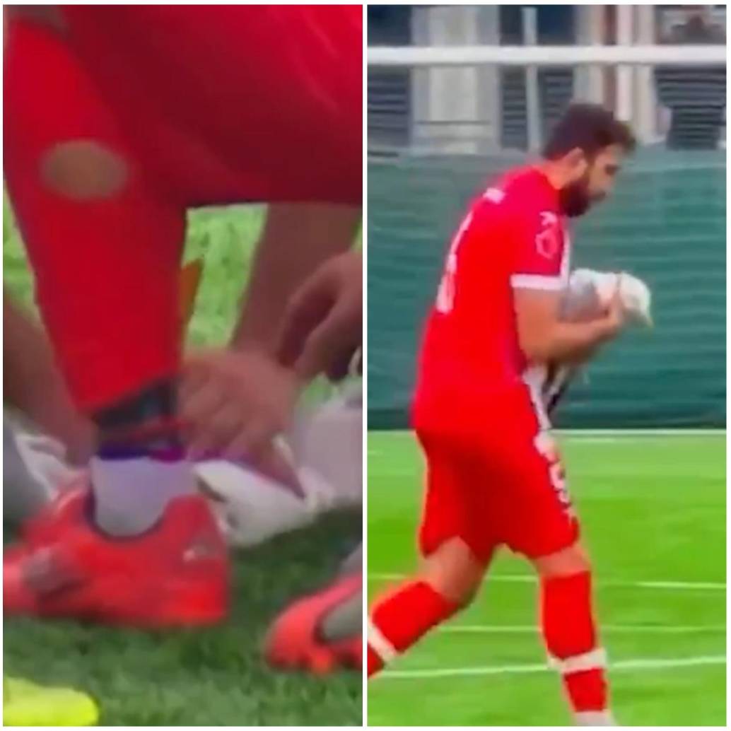 Secuencia de cómo el balón impactó a la gaviota, por lo que después fue atendida por los jugadores en el campo de juego. FOTO: Captura video de redes sociales @AlertaMundoNews