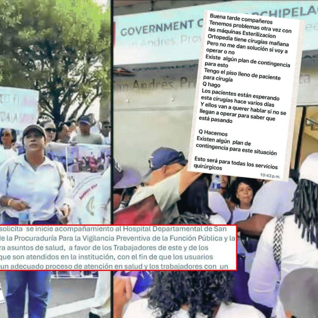 El viernes 30 de enero se llevó a cabo una movilización en San Andrés pidiendo condiciones adecuadas para prestar servicios de salud en el Hospital Departamental. FOTO<b> Captura de video</b>