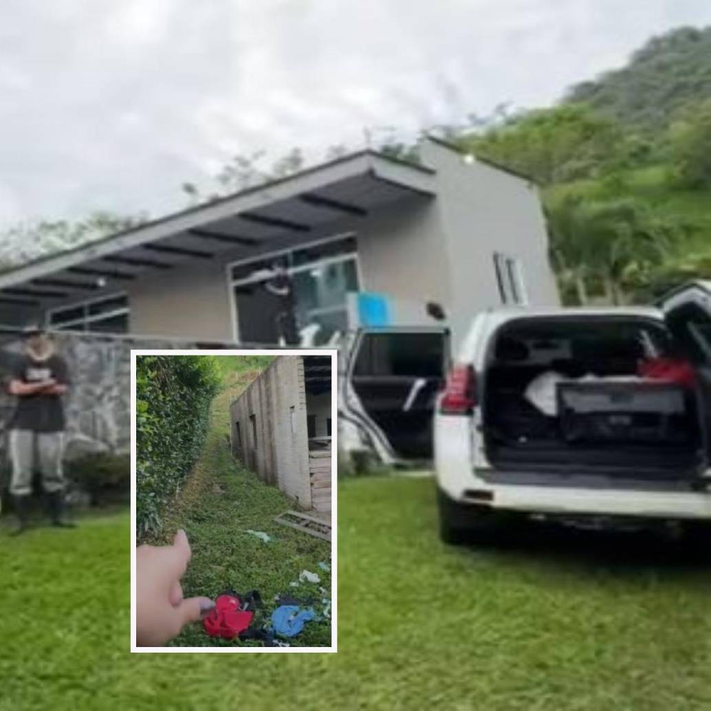 Adelante, parte de los elementos hurtados que los cacos dejaron. Atrás, finca donde ocurrió el hecho. FOTO: imagen tomada de redes.