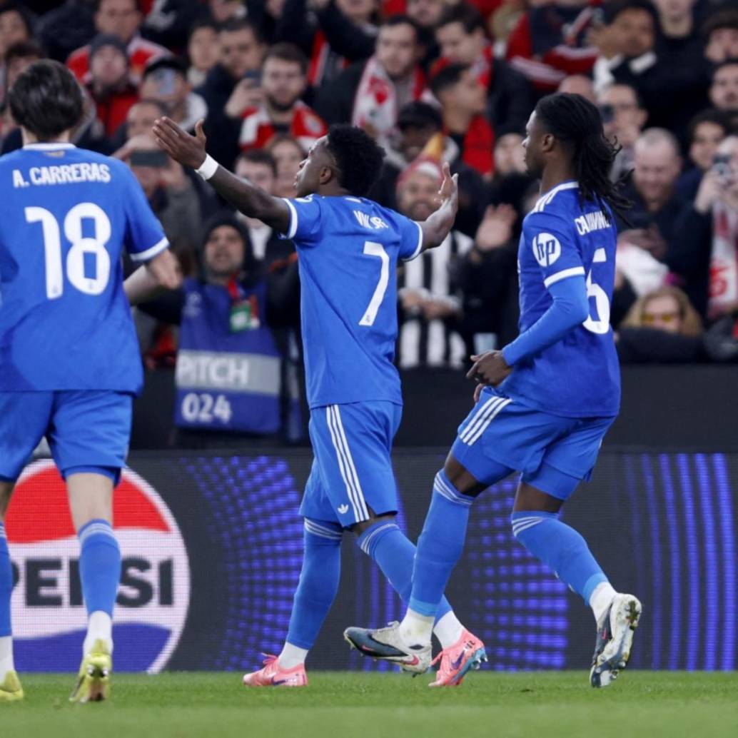 El extremo brasileño del Real Madrid, de 25 años, y varios de sus compañeros se expresaron en contra de los presuntos insultos racistas que este recibió por parte del argentino Gianluca Prestianni. FOTO: AFP 