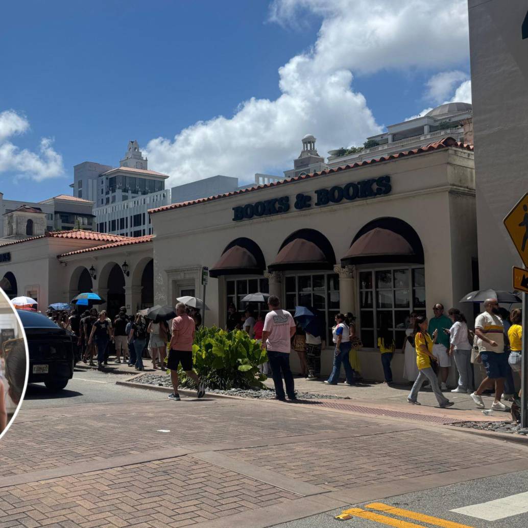 Largas filas de colombianos esperando votar en Miami. Foto: @ManuelaUruena