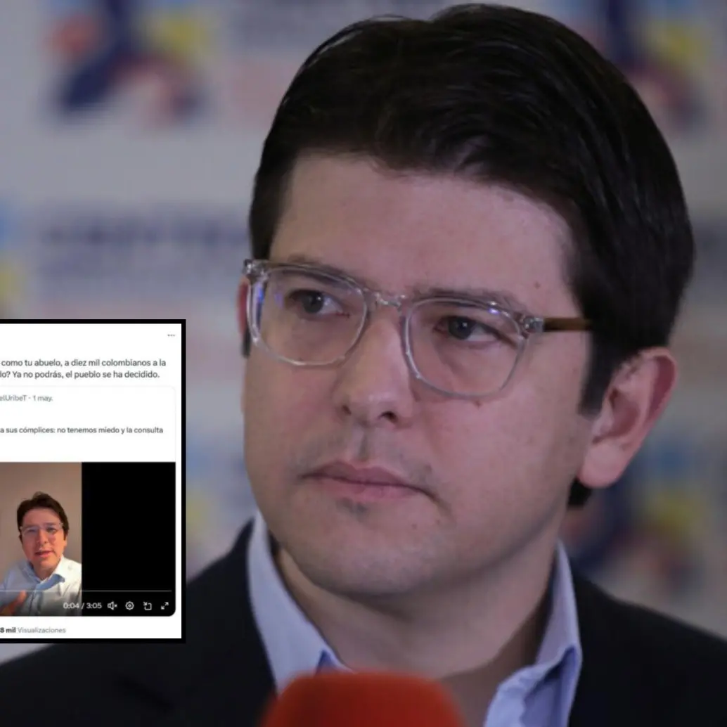 La defensa de Miguel Uribe Turbay presentó un documento de 20 páginas con 43 trinos en donde el presidente Gustavo Petro habría atacado al senador y a su partido. Fotos: Colprensa y captura de redes sociales