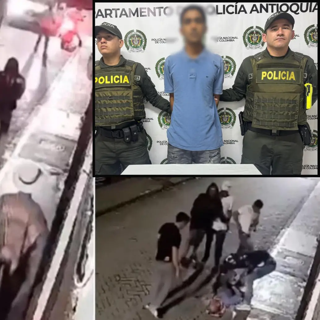 Adelante, el detenido por la Policía en Andes. Atrás, registros del ataque a golpes que tuvo el anciano. FOTO: Cortesía.